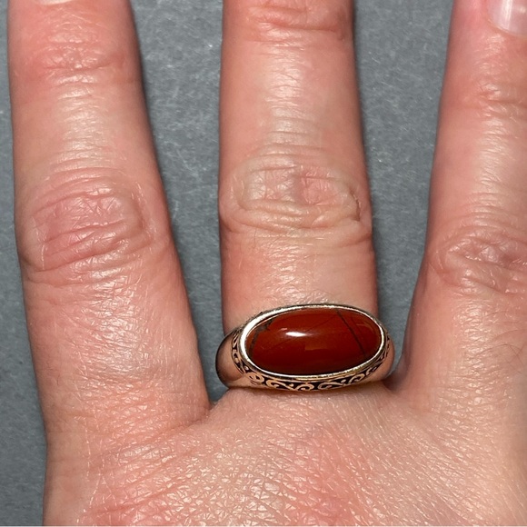 Vintage sterling silver red jasper ring size 8 - Picture 5 of 8